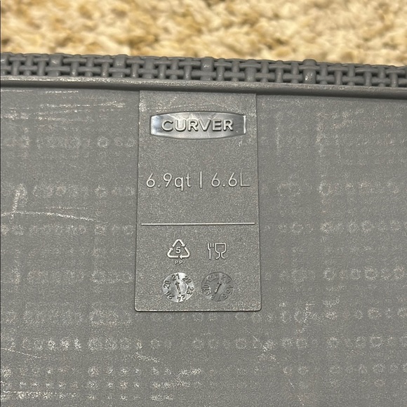 Curver Medium Jute Plastic Bin Dark Grey 6.9QT 12" x 9" Woven Look Storage - Picture 7 of 7